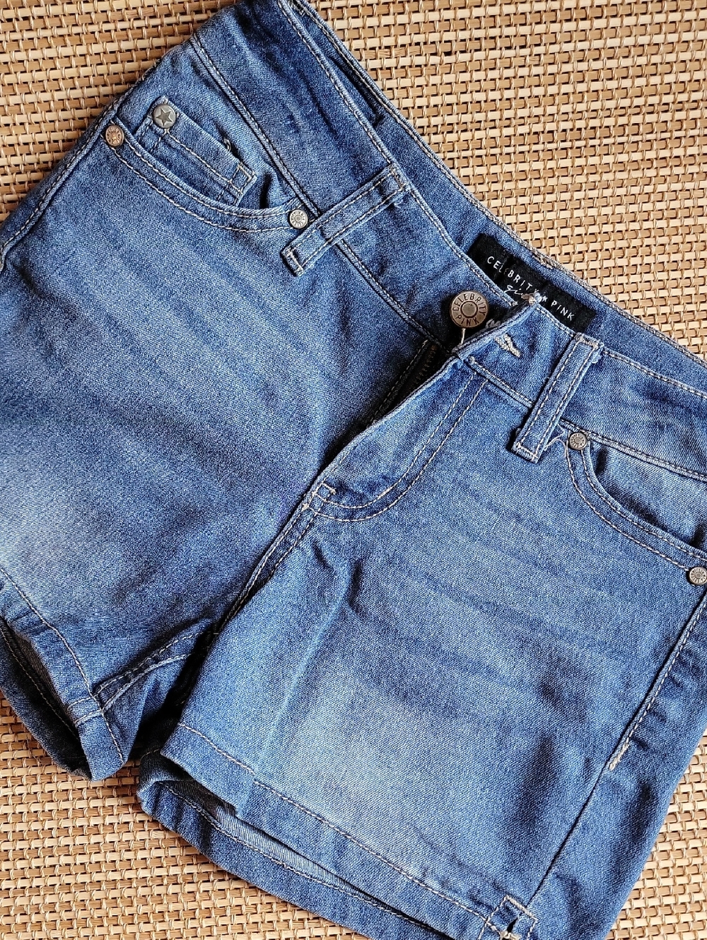Celebrity Pink Light Blue Denim Shorts
